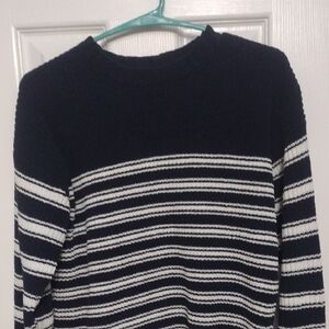 Navy and White Striped Men's Sweater